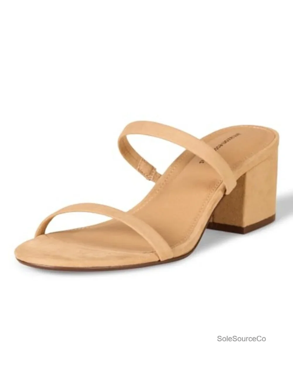 Thin Two Strap Block Heel Sandals with Memory Foam Insole, Non-Slip